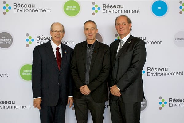©2013 Lino Cipresso From left to right: James Chaffee, AWWA president; Claude Durivage Sainte-Rose Station Supervisor; Robert A. Dubé, Réseau Environnement president