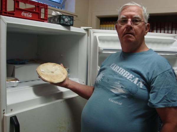 Joe Quinn on a tour of Manna Food Bank, 2015